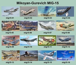 15 Different Mikoyan-Gurevich MIG-15 Warplane Magnets - $100.00