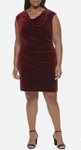 Jessica Howard Velvet Cowl-Neck Sheath Dress Wine Plus Size 16W $119 - £26.98 GBP