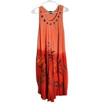 MJA World Ombre Orange Hand-Painted Rayon Dress – Free Size - $21.78