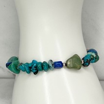 Faux Turquoise and Blue Beaded Stretch Bracelet - £5.17 GBP