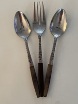 Vintage MCM Interpur Canoe INR2BL Wood Handle 2 Teaspoons 1 Salad Fork J... - $19.68