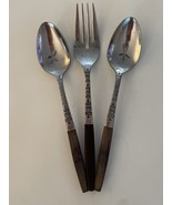 Vintage MCM Interpur Canoe INR2BL Wood Handle 2 Teaspoons 1 Salad Fork J... - €16,89 EUR