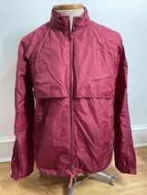 Vtg Eddie Bauer XL Maroon Red Nylon Windbreaker Jacket Vented Storable Hood - $23.36