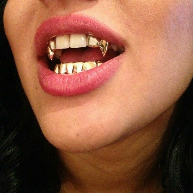 Custom 14K Gold Plated Bottom Lower Teeth Grillz &amp; Upper Double Fangs 3p... - $17.81