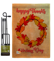 Thanksgiving Day Wreath Burlap - Impressions Decorative Metal Garden Pole Flag S - £27.15 GBP