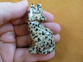 (Y-COY-SI-707) spotted Jasper COYOTE wild dog gemstone carving FIGURINE ... - $17.53