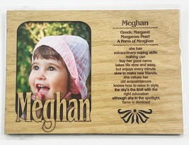 MEGHAN Personalized Name Profile Laser Engraved Wood Picture Frame Magnet - £10.85 GBP
