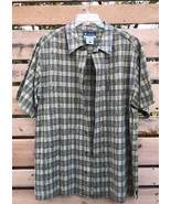 Columbia Men&#39;s Large Short Sleeve Button Up Plaid casual shirt Green Blu... - $26.79 CAD
