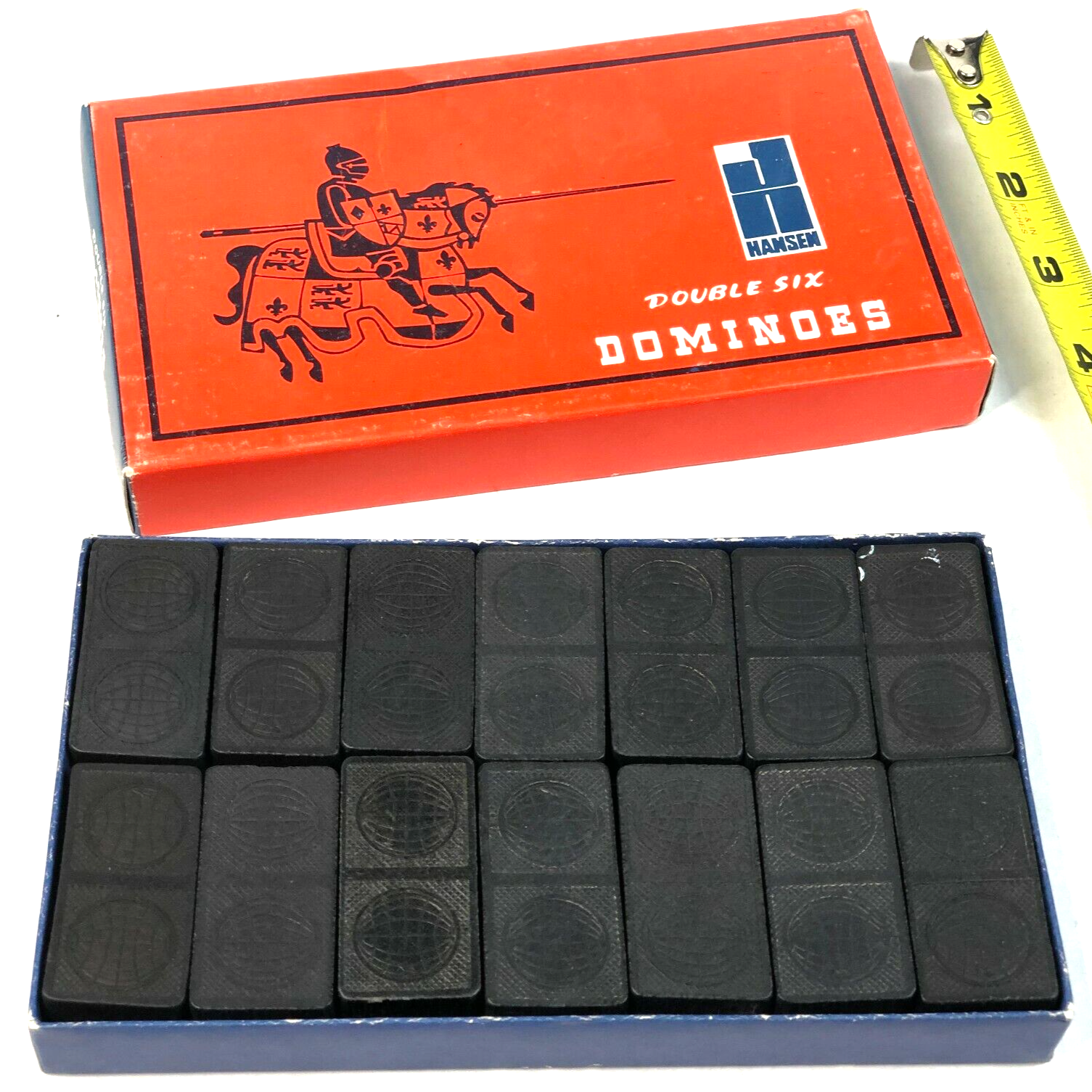 Hansen Double Six Vintage Dominoes No. T7515 Hong Kong Joust Box 28 Tiles 1970s - $26.93