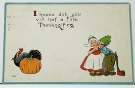 Have a Fine Thanksgiving Dutch Children Embossed Gilded 1915 Postcard I5 - £4.77 GBP