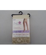 SECRET TREASURES TIGHTS 2 PAIR MISSY SIZE BEIGE THIGH HIGH SHEER LACE TO... - $7.99