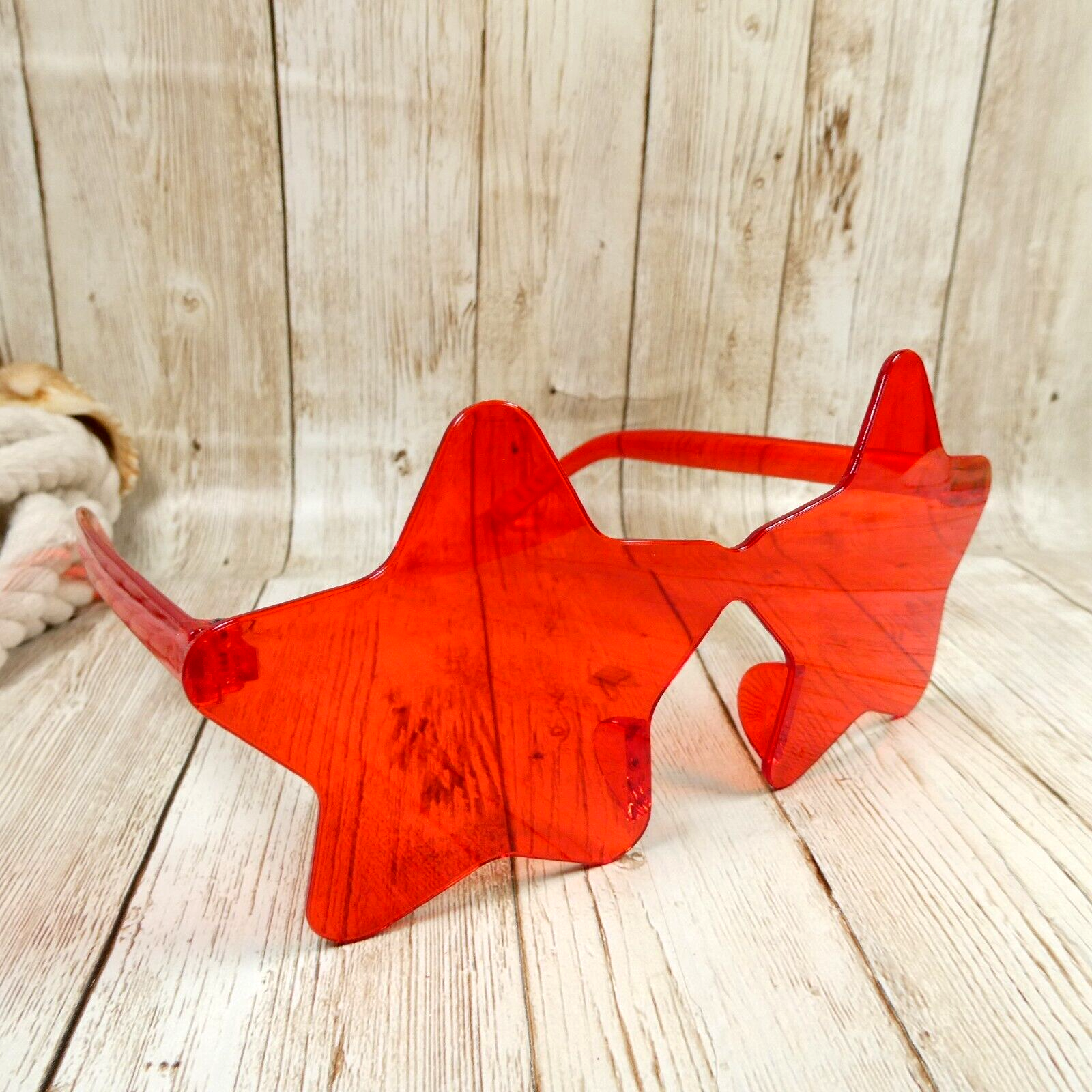 Red Stars Clear Novelty Sunglasses - Costume Party Mardi Gras Halloween Fun - $6.88