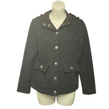 Lauren Ralph Lauren Petite Womens Medium Jacket Hood Snap Grey Stretch C... - $20.48