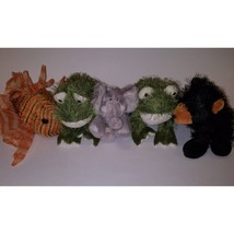 5 Webkinz Frog Black Bear Frog Lionfish Fish Elephant GANZ Plush Lot Toy NO CODE - £15.83 GBP