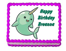 Narwhal Edible Cake Image Cake Topper - £7.85 GBP+