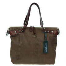 VENETA Italian Made Natural Brown Snakeskin Embossed Leather Designer Tote Bag - £391.65 GBP