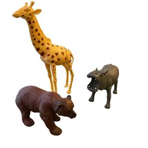 Greenbriar International Plastic Safari Animal Figurines Giraffe Hippo Bear - £6.94 GBP