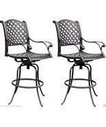 Patio bar stool outdoor living cast aluminum furniture set of 2 swivels ... - £743.82 GBP