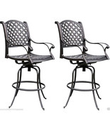 Patio bar stool outdoor living cast aluminum furniture set of 2 swivels ... - $1,134.73 CAD