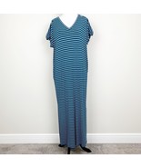 Matilda Jane Set Sail Striped Maxi Dress Teal Blue Stripes Small V-Neck - $421.60 MXN