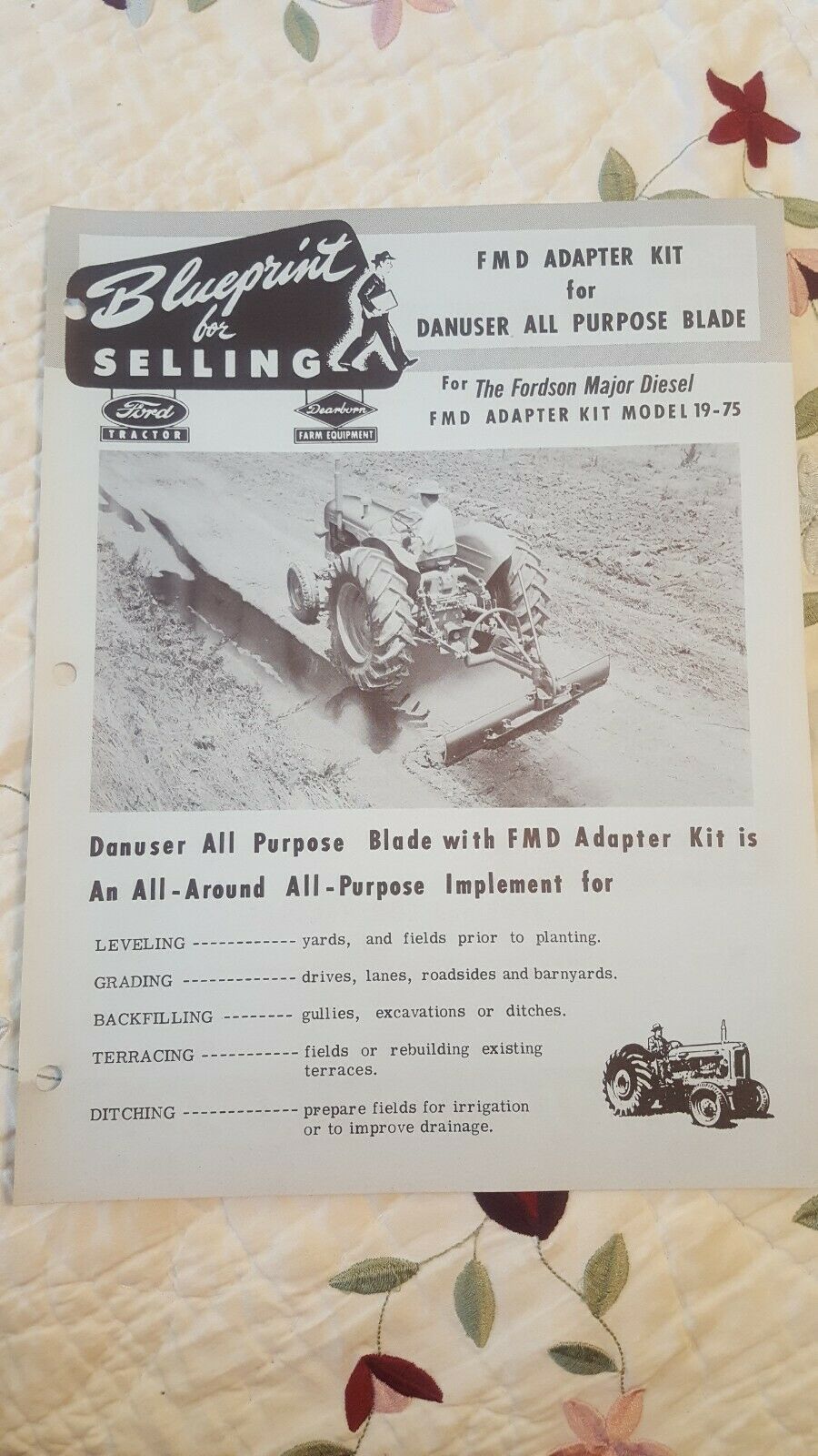 Vintage Blueprint For Selling FMD Adapter Kit For Danuser All Purpose Blade - $5.87
