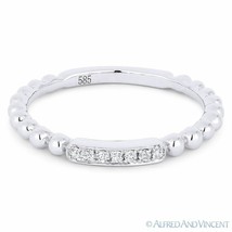 0.05ct Round Cut Diamond Ball-Band Stackable Anniversary Ring in 14k White Gold - £295.78 GBP