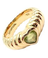 Vintage! Authentic Tiffany &amp; Co 18k Yellow Gold Scalloped Heart Peridot ... - $1,750.00