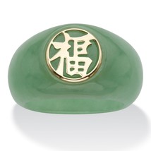 Womens 14K Gold Green Jade Fortune Ring Size 6 7 8 9 10 - £186.71 GBP