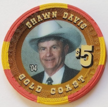 Las Vegas Rodeo Legend Joe Baumgartner '99 Gold Coast $5 Casino Poker Chip - $19.95