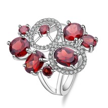 5.08Ct Natural Red Garnet Gemstone Flower Ring For Women Wedding 925 Sterling Si - £60.15 GBP