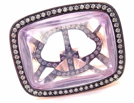 Rare! Authentic Hermes 18k Rose Gold Diamond Large Amethyst Ring - £9,630.03 GBP