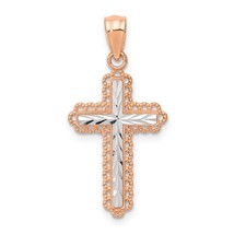 14K Two Tone Gold Diamond Cut Cross Pendant - £110.93 GBP