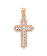 14K Two Tone Gold Diamond Cut Cross Pendant - $270.97 CAD