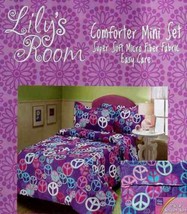 Groovy Peace Signs Purple Full Comforter Sheets Pillowshams 7PC Bedding Set - £94.74 GBP