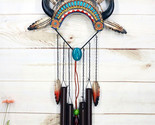 Southwest Boho Chic Indian Chief Headdress Feathers Turquoise Rocks Wind... - £34.24 GBP