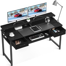 Computer Desk With Keyboard Tray, 55 Inch Office Desk With Drawers, Writing Desk - £141.67 GBP