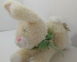 Plush cream white rabbit Amscan bunny green sheer ribbon bow - £7.78 GBP