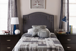 Sadie Dark Gray Fabric Upholstered Twin Size Headboard  - $2,027.26 MXN
