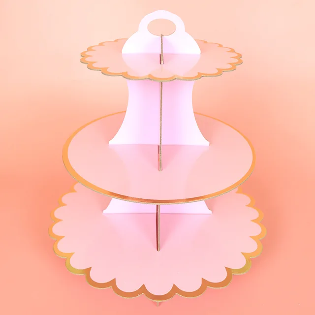 3-Layer Disposable Round Birthday Cupcake Dessert DIY Paper Craft Stand ... - $17.59