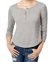 American Rag Juniors Ruffled Cutout Henley Top Size:Medium Color:Heather Grey - £29.87 GBP