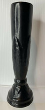 Art Deco Egyptian Lotus Leaf Pottery Black Bud Vase  8” - £28.84 GBP