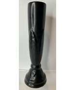 Art Deco Egyptian Lotus Leaf Pottery Black Bud Vase  8” - £28.77 GBP