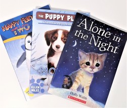 Lot of 3 Children&#39;s Chapter Books Alone in the Night, Happy Feet 2, Puppy Place - £4.00 GBP