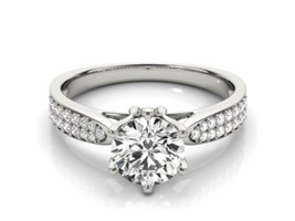 1.58 carat diamond engagement ring/14k white gold 6 prong diamond wedding ring - £14,334.41 GBP