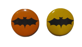 Batman Orange Yellow Pinback Button Badges 2 Original 1989 Licensed Official Bat - £13.05 GBP