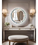 Round mirror with high-end crystal framed LED light, grinding crystal fr... - $700.00
