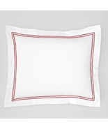 Sferra Grande Hotel White Euro Sham Set (2) Red Berry Stripes Cotton Ita... - $1,254.36 MXN