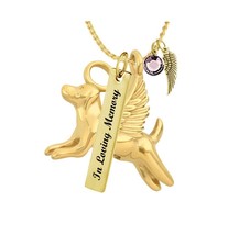 Halo Angel Dog Gold Ash Pendant Urn - Love Charms™ Option - £30.85 GBP