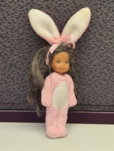Chic Brand Branded 4&quot; Girl Doll Brown Hair Pink Easter Bunny Rabbit - £6.13 GBP