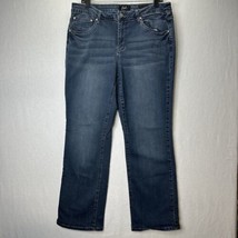 Earl Jeans Womens 18W Slim Bootcut Blue Denim Rhinestone Bling Embroidery Cowboy - £21.95 GBP